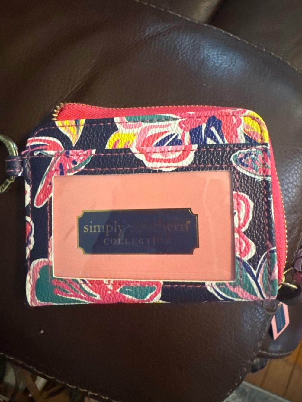 Simply Southern Navy Floral Cardholder with Pink Trim